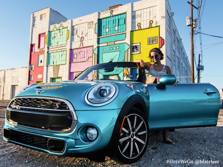 Mini 3-door hatch with with crazy blue metallic color